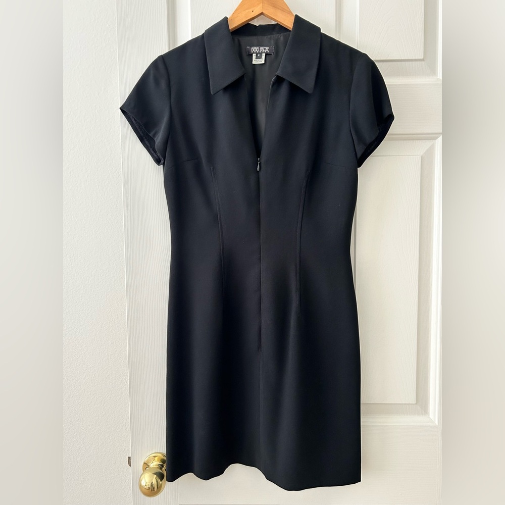 Vintage Isabel Ardee Black Short Sleeve Dress Fully Lined Sz 4 Made In USA